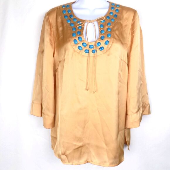 Hot In Hollywood Tunic Medium Shiny Boho Festival Champagne (BUNDLE PRICE $5) - Picture 1 of 4